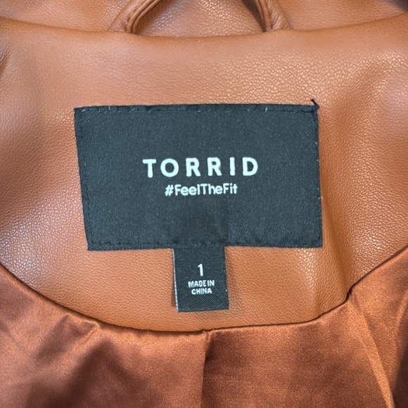 TORRID Brown Faux Leather Moto Jacket Size 1 - Picture 4 of 9